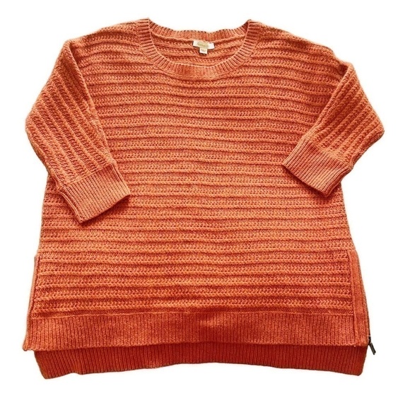 Red Garnet Hill Lambswool Angora Blend Side Zip Sweater Terracotta Orange Small - Picture 6 of 10